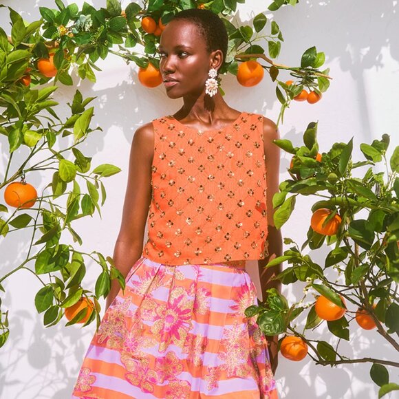 Lilly Pulitzer Lathan Sleeveless Beaded Cropped Top - Picture 3 of 3